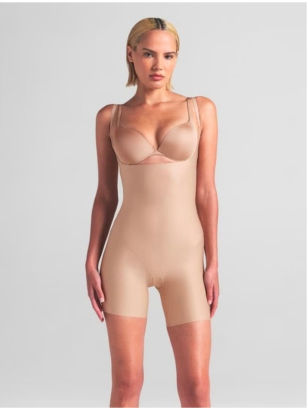 Nwt SKIMS Body CS Open Bust Mid-Thigh Shapewear, 3x, Sand